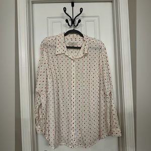 Loft Plus textured Swiss Dot women’s button down shirt size 20 Dolman style